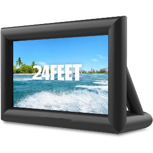 Inflatable Projector Screen,24FT Portable Blow Up Outside Projector Screen, Front & Rear Projection, with Rope, Air Blower, Ground Nails and Carry Bag - 1 of 4
