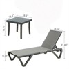 VisioGear 3pcs Outdoor Lounge Chair, Patio Chaise Lounge with Side Table & 5 Position Adjustable Backrest & Wheels, Gray, 64.41"*71.68"*34.25" - 3 of 4