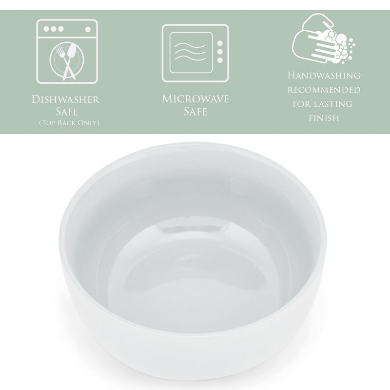 Elanze Designs Bistro Glossy Ceramic 6.5 inch Soup Bowls Set of 4, White, 2 of 7