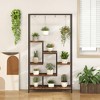 Bestier Plant Stand Indoor, 71" Ladder Plant Shelf with Hanging Hooks for Living Room Balcony Patio Decor, Wood Plant Pot Holder Rack for Gardening - 2 of 4