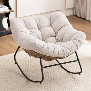 Lounge Rocking Chair,Chenille Upholstered Nursery Rocking Chair,Modern Rocking Chair with Metal Frame for Living Room,Apartment,Bedroom-Koiai - 1 of 4
