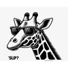 Sup? Giraffe with Sunglasses Adult Crew Neck Long Sleeve Tee - 2 of 2