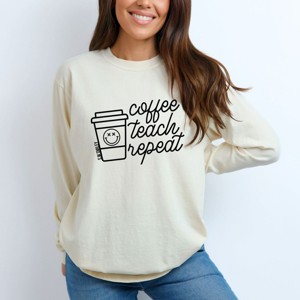 Simply Sage Market S.W.Smiley Coffee Teach Repeat Garment Dyed Long Sleeve - 1 of 4