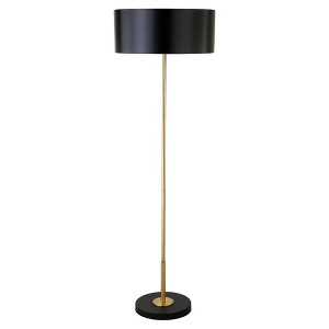 Hudson & Canal 2-Light Two-Tone Floor Lamp with Metal Shade Brass/Blackened Bronze/Black: UL Listed, Modern Design, 62" Height - 1 of 4