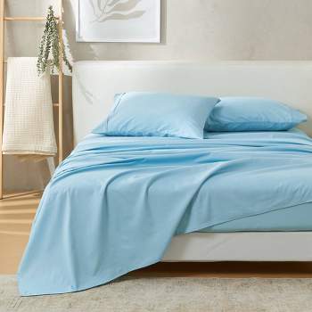 Patina Vie Queen Cotton Blend Solid Sheet Set Blue