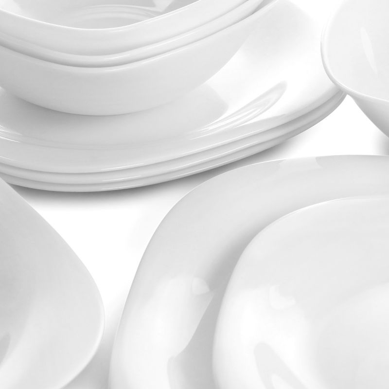 Gibson Ultra Piazza 18 Piece Soft Square Tempered Opal Glass Dinnerware Set in White, 5 of 9