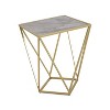 NicBex Outdoor Side Table, Solid Pine Wood with Hollow Edge Design, Antique Gold Frame + Natural Wood Top - 2 of 4