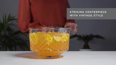 Admiral Large Clear Crystal Punch Bowl for Parties