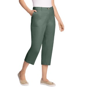 Woman Within Plus Size Adjustable Waist Chino Capri - 1 of 4