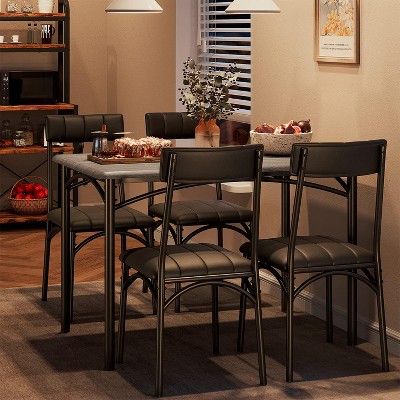 Dining Table Set, Kitchen Table Chairs Set with 2/4 Upholstered Chairs for Kitchen, Small Space