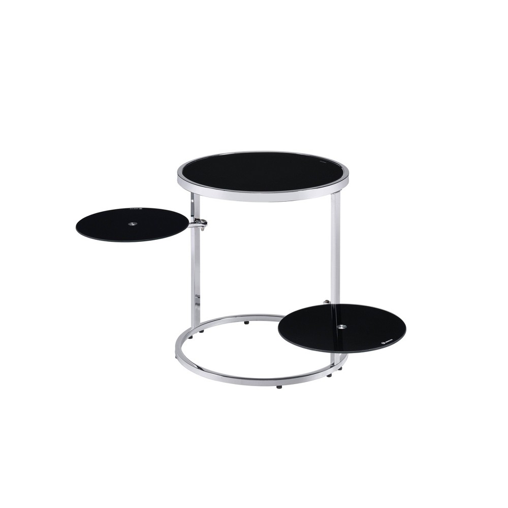 Photos - Coffee Table Lynch Side Table Black/Chrome - Acme Furniture