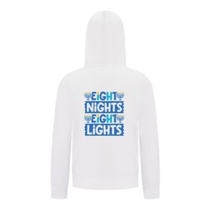 Everyday Kids Hanukkah Collection “Eight Nights Eight Lights” Zip Up Hoodie – Holiday Sweatshirt - 1 of 4