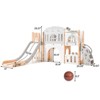 8-in-1 Toddler Slide Playset, Indoor Outdoor Playground for Kids 1-3 with Slide, Climber, Tunnel, Basketball Hoop, Storage & Telescope - 3 of 4