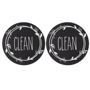 Unique Bargains Dual Side Round Dishwasher Clean Dirty Sign Magnet 2 Pcs - 1 of 4