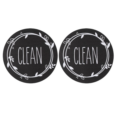 Unique Bargains Dual Side Round Dishwasher Clean Dirty Sign Magnet 2 Pcs - image 1 of 4