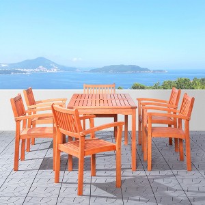 Solhome Reddish Brown Coastal Wood Patio Dining Set - 1 of 4