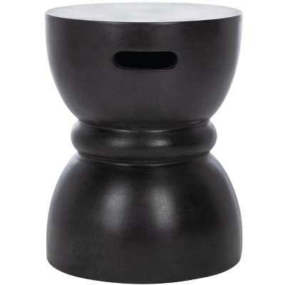 Haruki Indoor/Outdoor Modern Concrete Round Accent Table - Black - Safavieh