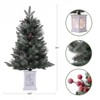 Artificial Christmas Tree With Warm White LED Lights- 3Ft Fiber Optic-Like Flocked Tree  for Home, Shops, Party and Holiday Christmas Decoration - 2 of 4