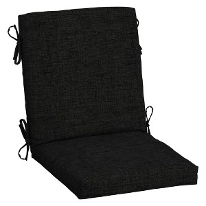 ARDEN Outdoor Midback Chair Cushion, 18 x 16.5, Rain-Proof, Fade Resistant Black Leala - 1 of 4