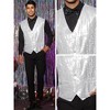 INSPIRE CHIC Men's V-Neck Sleeveless Party Shiny Sequin Vest - 4 of 4