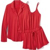 Lands' End Women's Cooling 3 Piece Pajama Set - Long Sleeve Top Cami and Shorts - 3 of 4