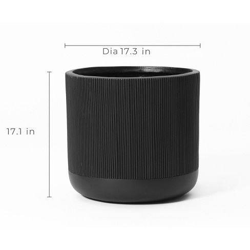 Luxenhome 17.3-inch Round Black Stripes Mgo Planter : Target