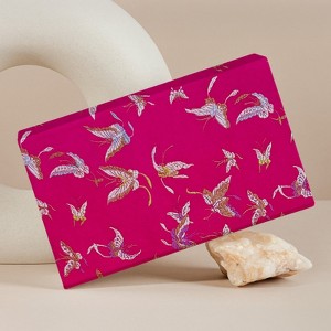 Wrapables Butterfly Satin Brocade Decorative Paper (1 Roll, 2 Sheets), Magenta - 1 of 4