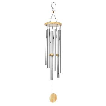 Large Metal and Wood Wind Chime Silver - Exhart