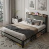 DOMETOUR Full-Size Bed Frame Full Metal Bed Frame with Charging Headboard Dark Grey - 2 of 4
