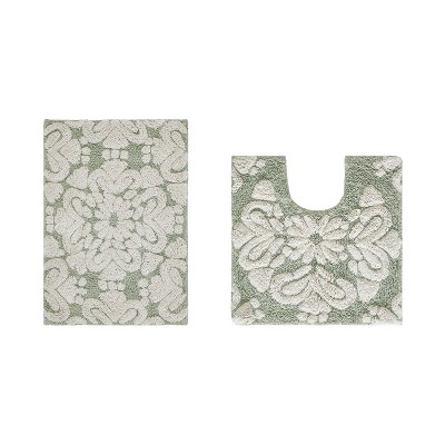 Medallion Collection 2 Piece 100% Cotton Tufted Bathroom Rug Set  with Non-Slip Backing, Machine Washable, Tumble Dry Bath Mat