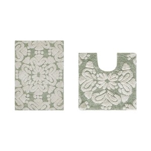 Medallion Collection 2 Piece 100% Cotton Tufted Bathroom Rug Set  with Non-Slip Backing, Machine Washable, Tumble Dry Bath Mat - 1 of 4