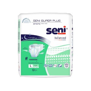 Seni Super Plus Adult Incontinence Brief L Heavy Absorbency Breathable / Overnight, S-LA09-BP1, Heavy to Severe - 1 of 4