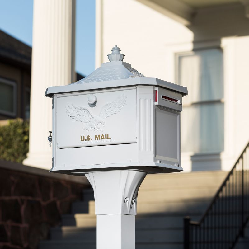 Architectural Mailboxes Hamilton Post Mount Mailbox White, 4 of 6