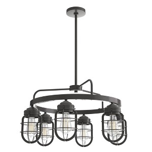 Hunter 26" Starklake Ceiling Light Noble Bronze Finish - 6 Bulb Industrial Chandelier for Modern Farmhouse Style - 1 of 2