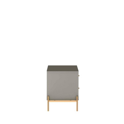 Jasper Grey 2-Drawer Nightstand with Gold Accents