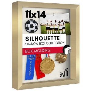 Americanflat 11x14 Shadow Box Frame in Gold with Soft Linen Back - Composite Wood with Polished Glass for Wall and Tabletop - 1 of 4