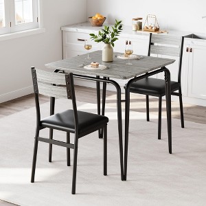 Dining Table Set for 2, Small Dining Room Table with 2 Cozy Chairs, 3-Piece Farmhouse Kitchen Table Set, Space Saving Dining Table - 1 of 4