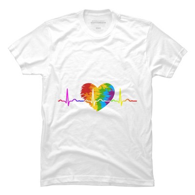 Adult Design By Humans Rainbow Heartbeat Pride By corndesign T-Shirt