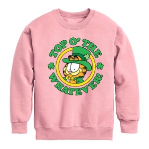 Boys' - Garfield - Top O The Whatever Graphic Long Sleeve Fleece Sweatshirt - 1 of 4