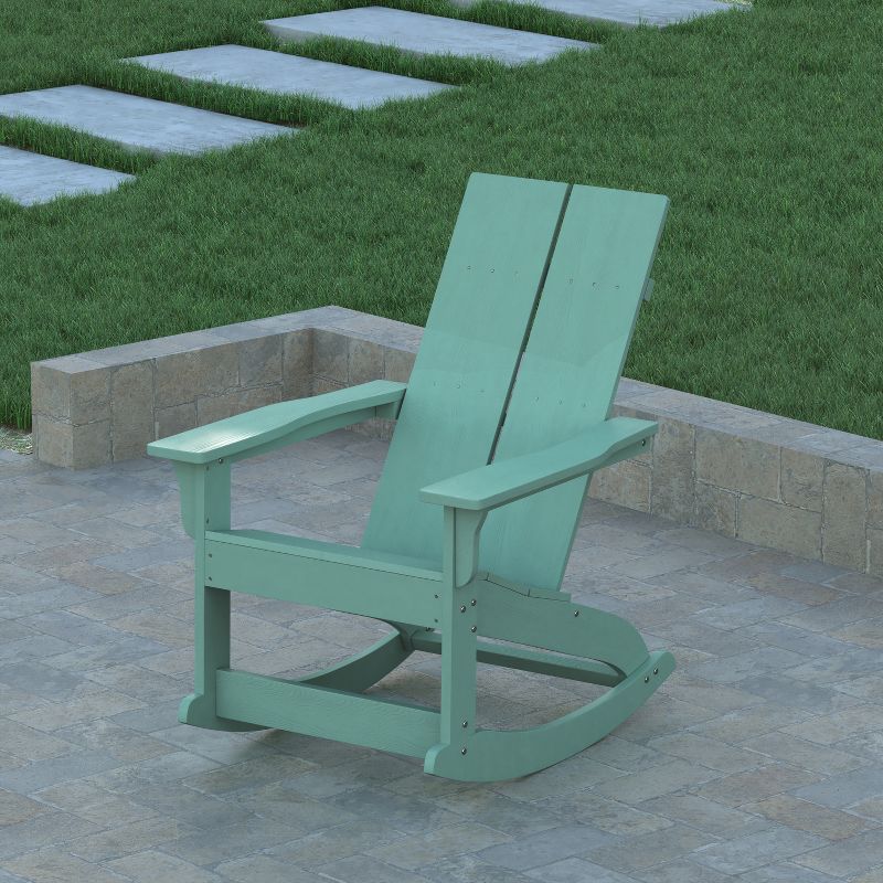 Emma and Oliver Set of 2 Modern All-Weather Poly Resin Adirondack Rocking Chairs for Indoor/Outdoor Use, 4 of 12