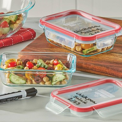 Pyrex Freshlock 2pc Glass Value Pack Rectangle Baking Dish Red