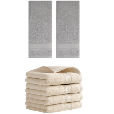 REGALWOVEN Solid Striped Cotton Soft Absorbent Hand Towels for Bath Hotel Spa 13" x 29"