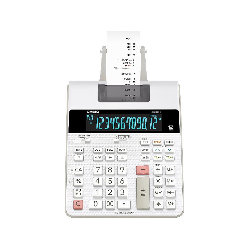 Casio (HR-300RC) 12-Digit Printing Calculator White, 2 of 3