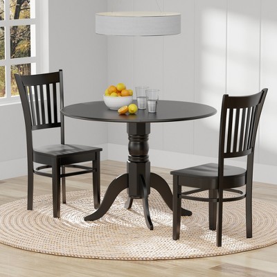 Glenwillow Home 42" Round Double Drop-Leaf Dining Table + Spindle Back Dining Chairs Dining Set