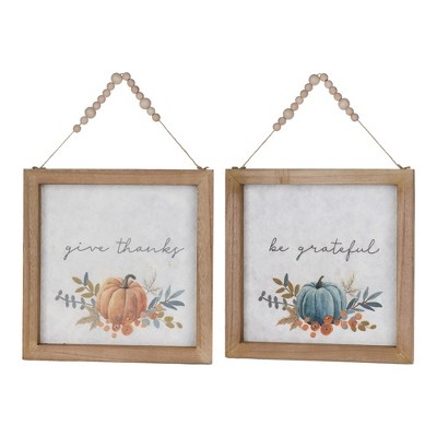 Melrose Hanging Grateful Thankful Sentiment (Set of 2)