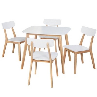 5pc Perla Dining Set White/natural - Buylateral: Square Table, 4 ...