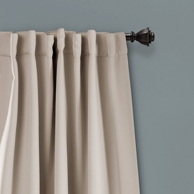Wheat Polyester Blackout Back Tab Rod Pocket Curtains