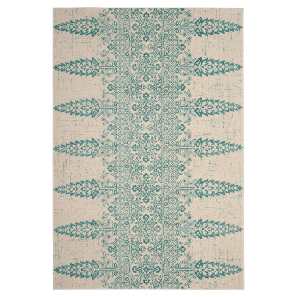 5'1inx7'6in Ivory/Teal Floral Loomed Area Rug - Safavieh