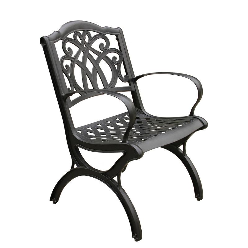 Ornate Traditional Outdoor Cast Aluminum Dining Chair - Black - Oakland Living, 3 of 6