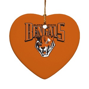 Buffalo State College Bengals Primary Logo HeartShaped Porcelain Holiday Christmas Tree Ornament  2.8" - 1 of 4